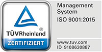 TÜV Rheinland zertifiziert nach ISO 9001:2015